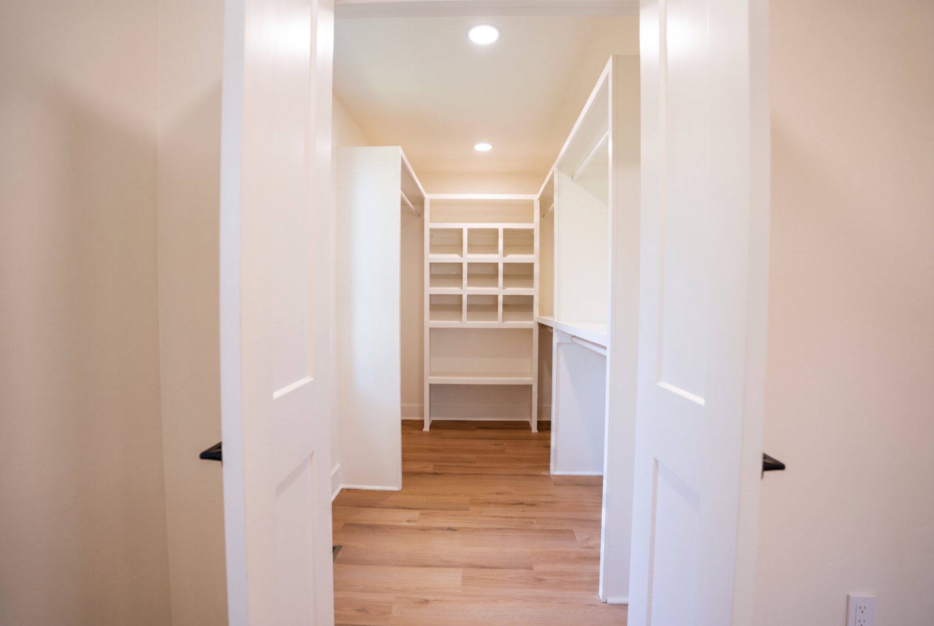 Custom walk-in closet designed for two